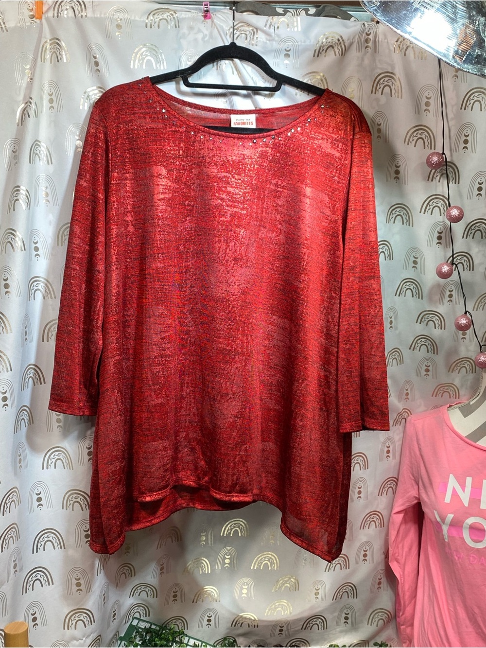 Ruby Rd. Red Sparkle Tunic Top